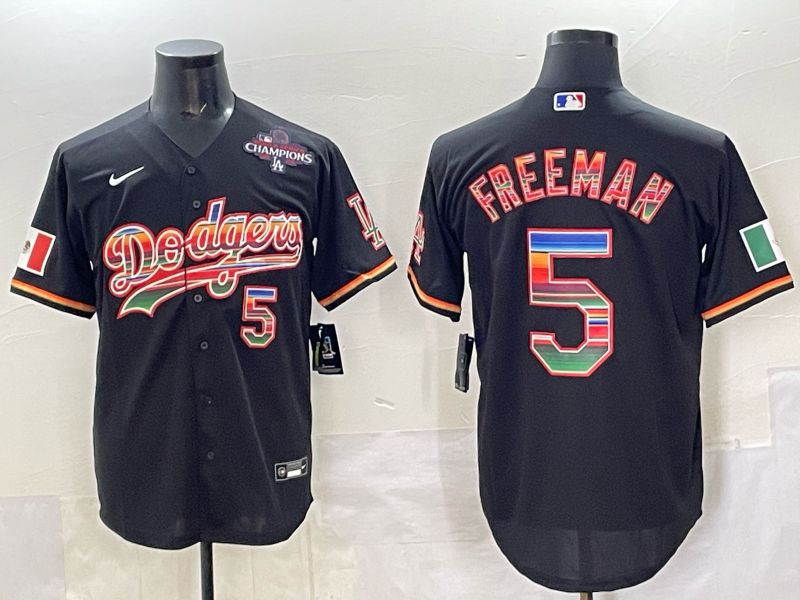 Men 2025 Los Angeles Dodgers #5 Freeman Black Nike MLB Jersey style 002